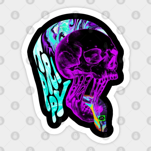 Colorful trippy skull Sticker by LANX